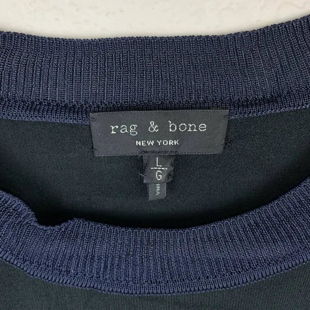Rag & Bone Long Sleeve Sweater Shirt w/ Destructed Cut Out Detail Sz L